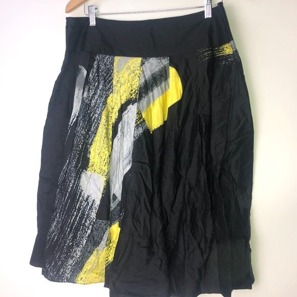 Kenneth Cole Black Yellow Skirt Large Size 14 NWT - Picture 1 of 8